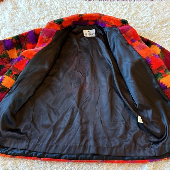 Vintage Monterey Fashions fleece faux fur Aztec southwest coat. Medium - Picture 9 of 12